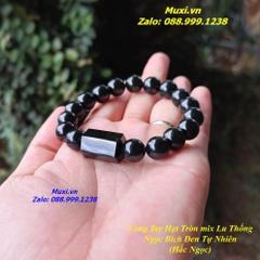 VÒNG ĐEO TAY MIX LU THỐNG NGỌC BÍCH ĐEN TỰ NHIÊN