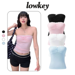 K5217 LOWKEY_ÁO ỐNG VIỀN REN ĐÍNH NƠ VẢI TĂM EM BÉ CO GIÃN, MỀM MẠI