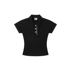 K5214 LOWKEY_ÁO THUN POLO NỮ TAY NGẮN PHỐI REN CHẤT COTTON BORIP ÔM BODY CO GIÃN THOÁNG MÁT