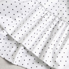 K5218 LOWKEY_ÁO LỆCH VAI CHẤM BI DÁNG XÒE PEPLUM-PHỐI DÂY CỔ,CÓ KHÓA KÉO BÊN HÔNG