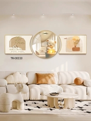 Bộ 3 Tranh Khuyết Tráng Gương Hoa Hướng Dương Trang Trí Phòng Khách, Phòng Ngủ Huyền My Decor TK-00226