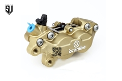 Heo thắng Brembo 4 piston đúc P4 30/34 màu vàng logo bạc