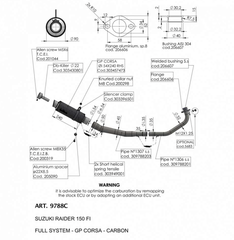 Pô Leovince Suzuki Raider 150 cổ 2 khúc inox ( lon bóng ) 9788C