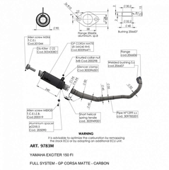 Pô Leovince Yamaha Excite 150  cổ 1 khúc inox (lon mờ) 9783M