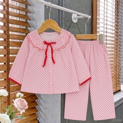 XEM KỸ BẢNG SIZE- Bộ tole tay dài quần dài cổ thêu bé gái [13kg-20kg] vải tole loại 1
