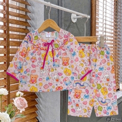 XEM KỸ BẢNG SIZE- Bộ tole tay dài quần dài cổ thêu bé gái [13kg-20kg] vải tole loại 1