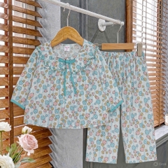 XEM KỸ BẢNG SIZE- Bộ tole tay dài quần dài cổ thêu bé gái [13kg-20kg] vải tole loại 1