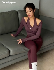 Áo Dài Tay Nữ Xoắn Eo, Màu Tím, Welly Sport, Mã NDT10