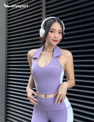 Set Đồ Tập Yoga, Gym Nữ Đùi Có Cổ, Màu Tím, Mã SDC04