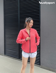 Áo Khoác Nữ Running Jacket Gió, Màu Hồng Pastel, Welly Sport, Mã AKN03