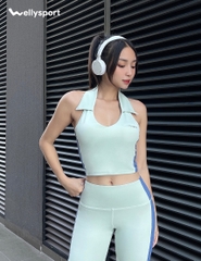 Set Đồ Tập Yoga, Gym Nữ Đùi Có Cổ, Màu Xanh Bơ, Mã SDC02