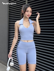 Set Đồ Tập Yoga, Gym Nữ Đùi Có Cổ, Màu Xanh Lam, Mã SDC01