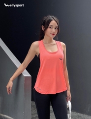 Áo Tanktop Tập Gym, Yoga Nữ, Màu Cam Đào, Welly Sport, Mã ATTN08