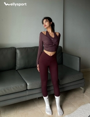 Áo Dài Tay Nữ Xoắn Eo, Màu Tím, Welly Sport, Mã NDT10