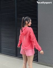 Áo Khoác Nữ Running Jacket Gió, Màu Hồng Pastel, Welly Sport, Mã AKN03