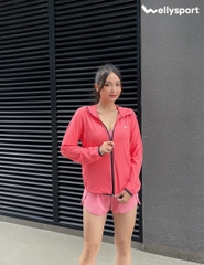 Áo Khoác Nữ Running Jacket Gió, Màu Hồng Pastel, Welly Sport, Mã AKN03