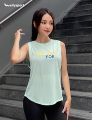 Áo Tanktop Vạt Bầu Tập Gym, Yoga Nữ, Welly Sport, Màu Xanh Ngọc, Mã ATTN01