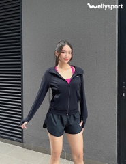 Áo Khoác Chống Nắng Nữ Running, Màu Đen Black, Welly Sport, Mã AKN06