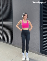 Quần Tập Gym, Yoga Legging Dài Nữ Phối Lưới, Màu Đen, Welly Sport, Mã QLD05