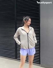 Áo Khoác Nữ Running Jacket Gió, Màu Be, Welly Sport, Mã AKN04