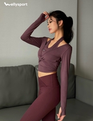 Áo Dài Tay Nữ Xoắn Eo, Màu Tím, Welly Sport, Mã NDT10