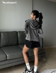 Áo Khoác Chống Nắng Nữ Running, Màu Xám Silver Gray, Welly Sport, Mã AKN08