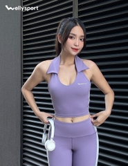 Set Đồ Tập Yoga, Gym Nữ Đùi Có Cổ, Màu Tím, Mã SDC04