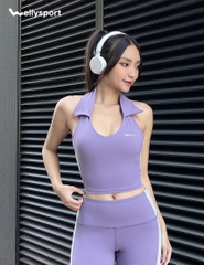 Set Đồ Tập Yoga, Gym Nữ Đùi Có Cổ, Màu Tím, Mã SDC04