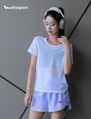 Áo Lưới Nữ Tập Gym, Yoga, Chạy Bộ, Màu Trắng New, Welly Sport, Mã ALMT