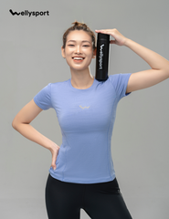 Áo Thun Nữ Cổ Tròn Logo, Welly Sport - Màu Xanh Light blue, Mã ANCTLG02