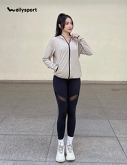 Áo Khoác Nữ Running Jacket Gió, Màu Be, Welly Sport, Mã AKN04