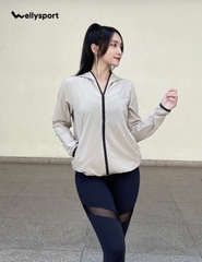Áo Khoác Nữ Running Jacket Gió, Màu Be, Welly Sport, Mã AKN04