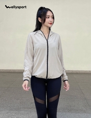 Áo Khoác Nữ Running Jacket Gió, Màu Be, Welly Sport, Mã AKN04