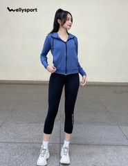 Áo Khoác Chống Nắng Nữ Running, Màu Xanh Dark Blue, Welly Sport, Mã AKN07