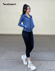 Áo Khoác Chống Nắng Nữ Running, Màu Xanh Dark Blue, Welly Sport, Mã AKN07