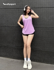 Áo Tanktop Tập Gym, Yoga Nữ,  Welly Sport, Màu Tím Lavender, Mã ATTN06