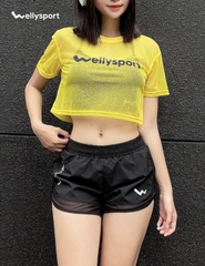 Áo Lưới Nữ Tập Gym, Yoga, Chạy Bộ, Welly Sport, Màu Vàng, Welly Sport, Mã ALN03