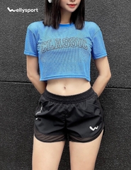 Quần Short Nữ, Tập Gym, Chạy Bộ, Màu Đen, Welly Sport, Mã QSND