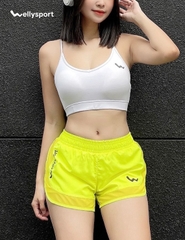 Quần Short Nữ, Tập Gym, Chạy Bộ, Màu Xanh, Welly Sport, Mã QSNX
