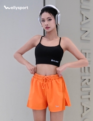Quần Short Nữ Thể Thao Tập Gym, Chạy Bộ, Màu Cam, Welly Sport, Mã QSNC