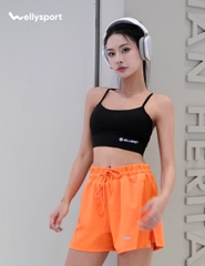 Quần Short Nữ Thể Thao Tập Gym, Chạy Bộ, Màu Cam, Welly Sport, Mã QSNC