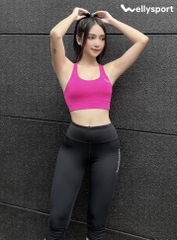 Quần Legging Nữ Lửng, Đồ Tập Yoga, Gym Nữ, Welly Sport, Đen Black, Mã QDLN