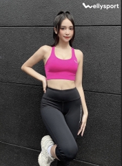 Quần Legging Nữ Lửng, Đồ Tập Yoga, Gym Nữ, Welly Sport, Đen Black, Mã QDLN