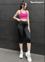 Quần Legging Nữ Lửng, Đồ Tập Yoga, Gym Nữ, Welly Sport, Đen Black, Mã QDLN
