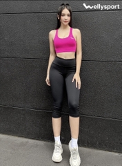 Quần Legging Nữ Lửng, Đồ Tập Yoga, Gym Nữ, Welly Sport, Đen Black, Mã QDLN