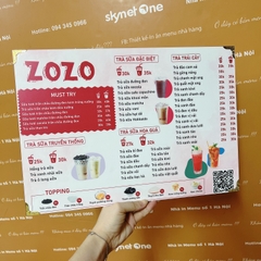 Menu trà sữa