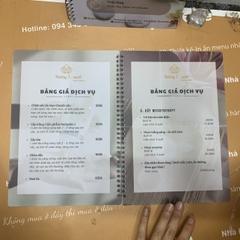 Menu tiệm spa