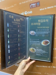 Menu bìa da nâu dành cho nhà hàng Hàn Quốc