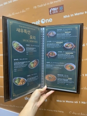 Menu bìa da nâu dành cho nhà hàng Hàn Quốc