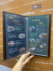 Menu bìa da nâu dành cho nhà hàng Hàn Quốc